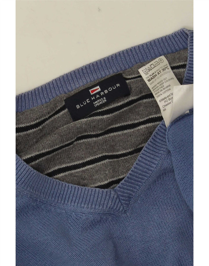 Мужской джемпер с v-образным вырезом Marks & Spencer Blue Harbour, XL, хлопок