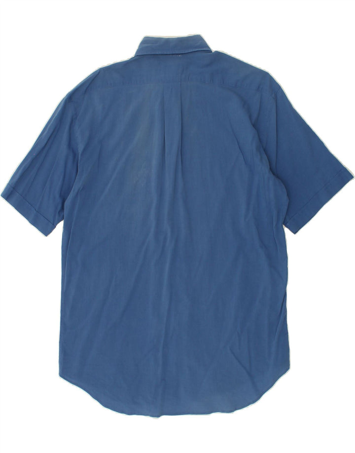 TRUSSARDI Mens Short Sleeve Shirt Size 15 1/2 40  Medium Blue Vintage Trussardi and Second-Hand Trussardi from Messina Hembry 