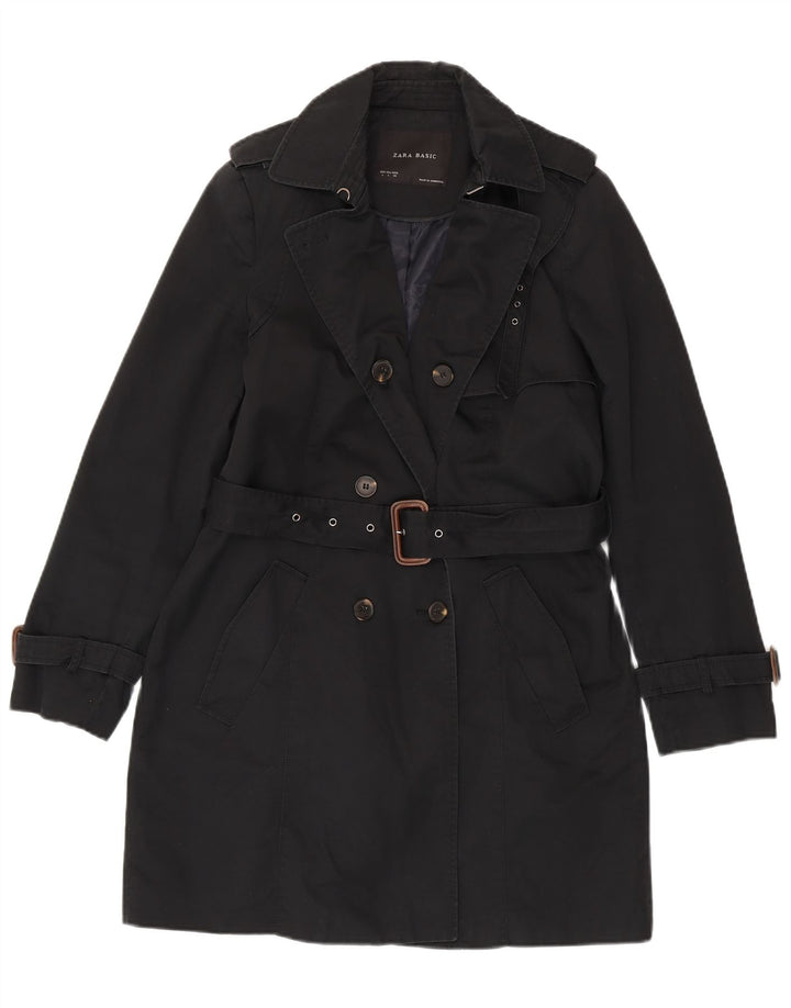 Женский тренч Zara UK 16, большой черный хлопок