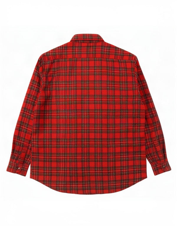 Vintage Mens Overshirt Shirt Size 43 Large Red Plaid Acrylic