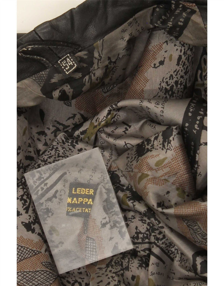 Винтажная мужская кожаная куртка-бомбер IT 54 2XL Черная
