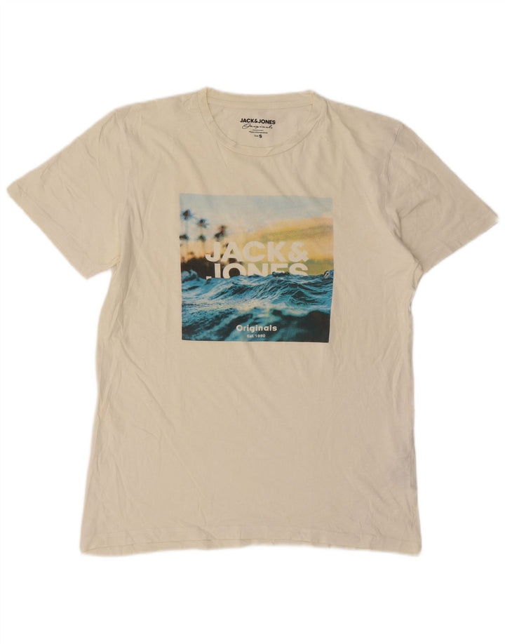 Мужская футболка с рисунком Jack & Jones, маленький белый хлопок