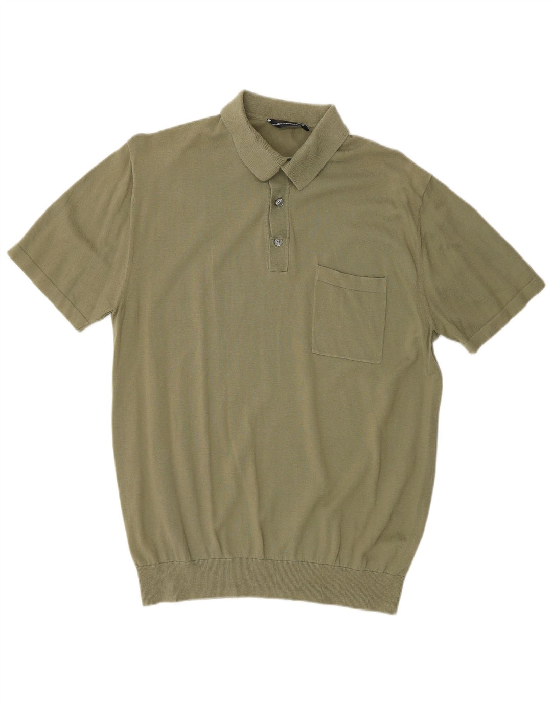 FRENCH CONNECTION Мужской джемпер с короткими рукавами и воротником-поло, свитер среднего цвета хаки