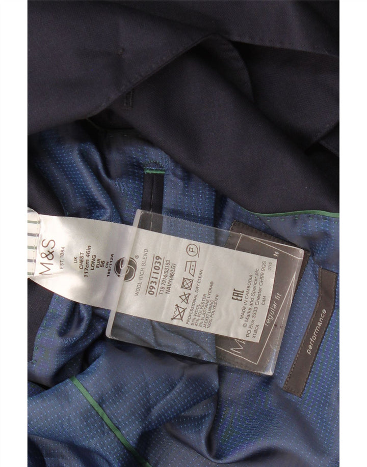 Мужской пиджак на двух пуговицах Marks & Spencer UK 46 3XL темно-синий классический