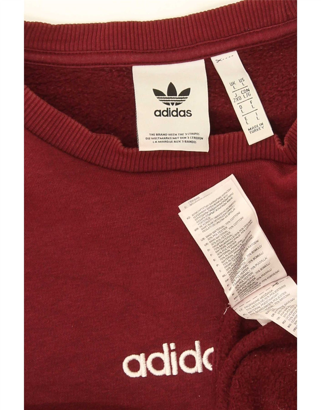 Мужской свитшот с рисунком Adidas, большой темно-бордовый хлопок, хлопок
