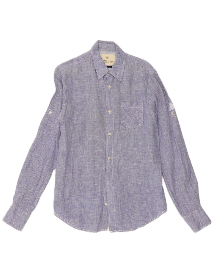Мужская рубашка Scotch & Soda, маленькая синяя с узором "гусиные лапки"