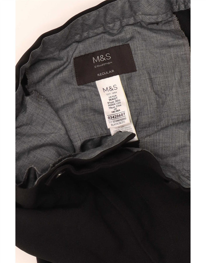Мужские прямые классические брюки Marks & Spencer W36 L31, черный полиэстер