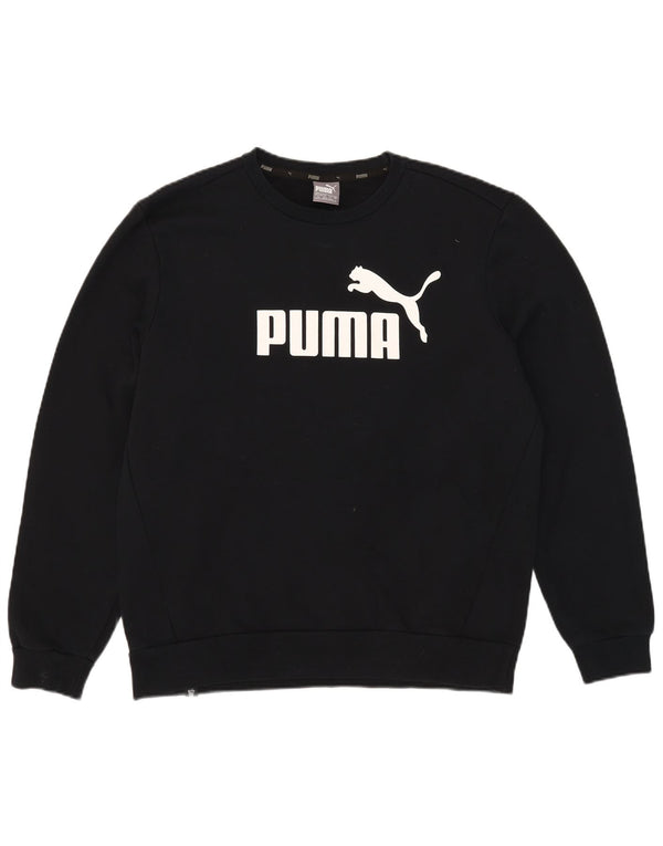 Мужской свитшот с рисунком Puma, большой черный хлопковый джемпер
