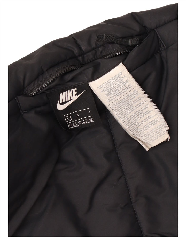 Женская двусторонняя стеганая куртка с капюшоном Nike UK 16, большая черная полиэстер