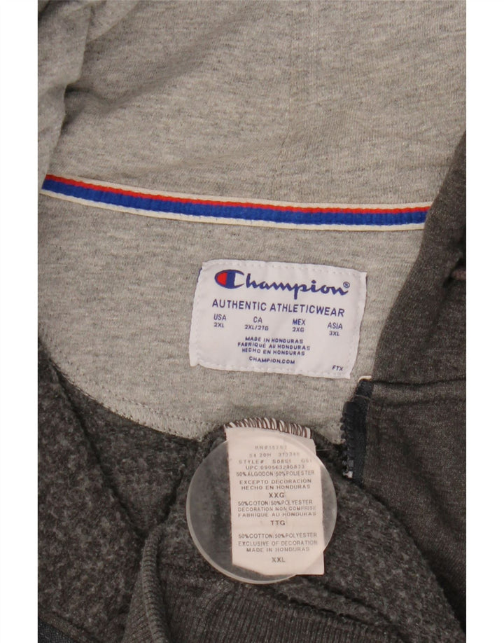 Мужской свитер с капюшоном на молнии Champion 2XL, серый хлопок