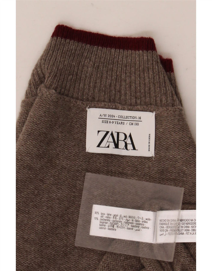 Джемпер с высоким воротником Zara для мальчиков, 8-9 лет, коричневая шерсть