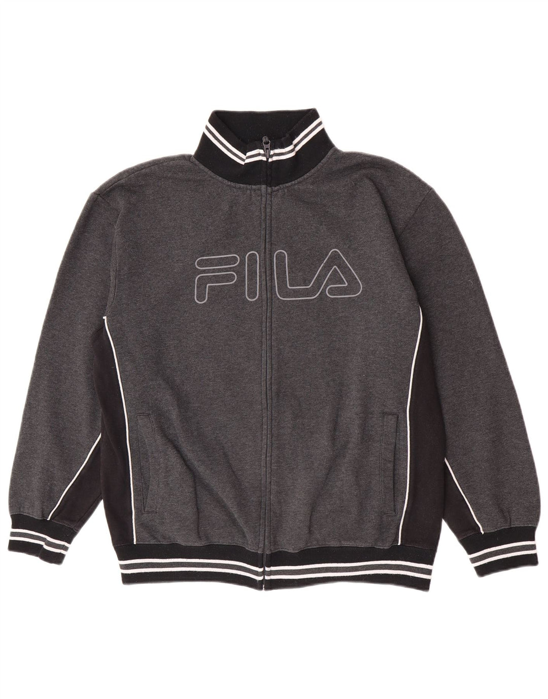 Мужской спортивный костюм Fila с графическим рисунком, большая серая куртка с цветными блоками