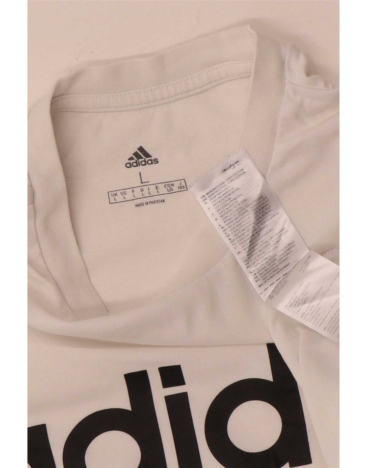 Мужская футболка Adidas с рисунком, большой белый хлопок