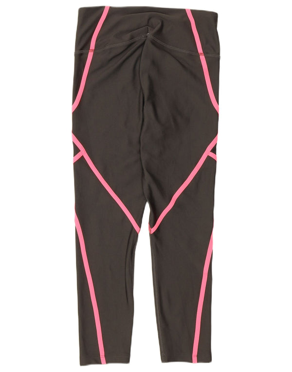 Under Armour Womens Heat Gear Capri Leggings UK 12 Medium Grey Colourblock