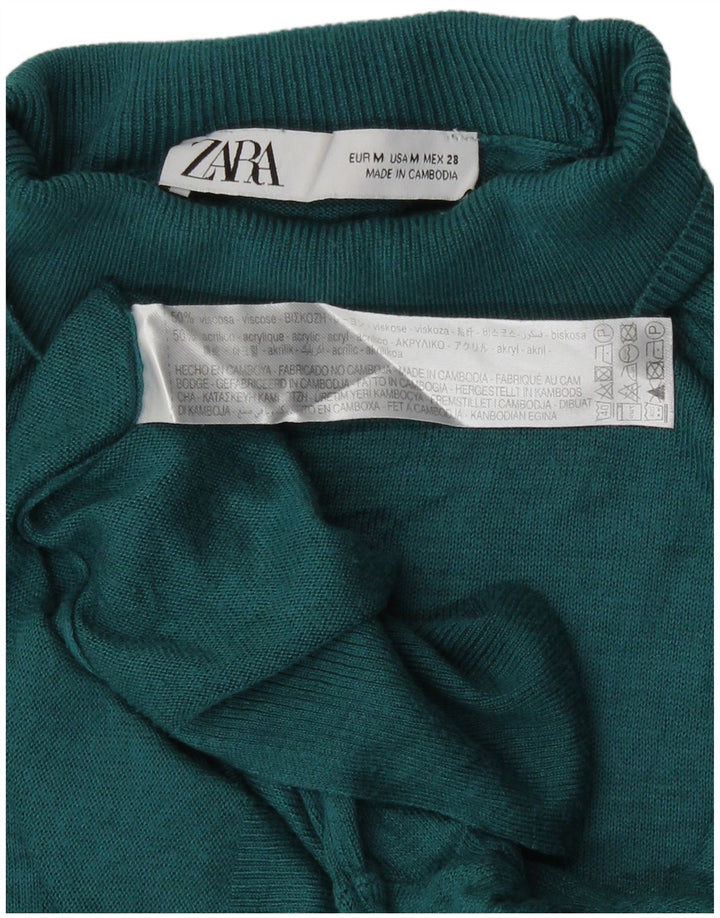 Женский джемпер с высоким воротником Zara UK 14, средний зеленый вискоза