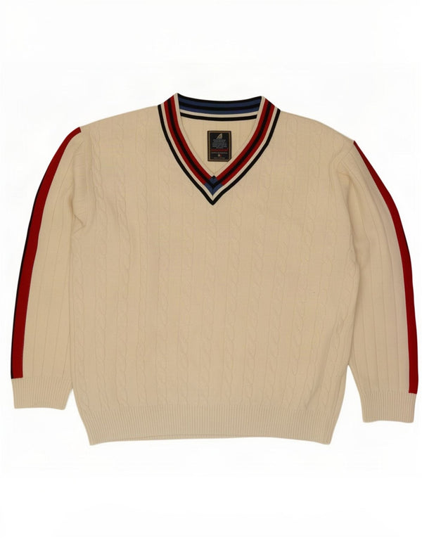 Женский джемпер с v-образным вырезом Green Coast IT 48 XL Off White Colourblock