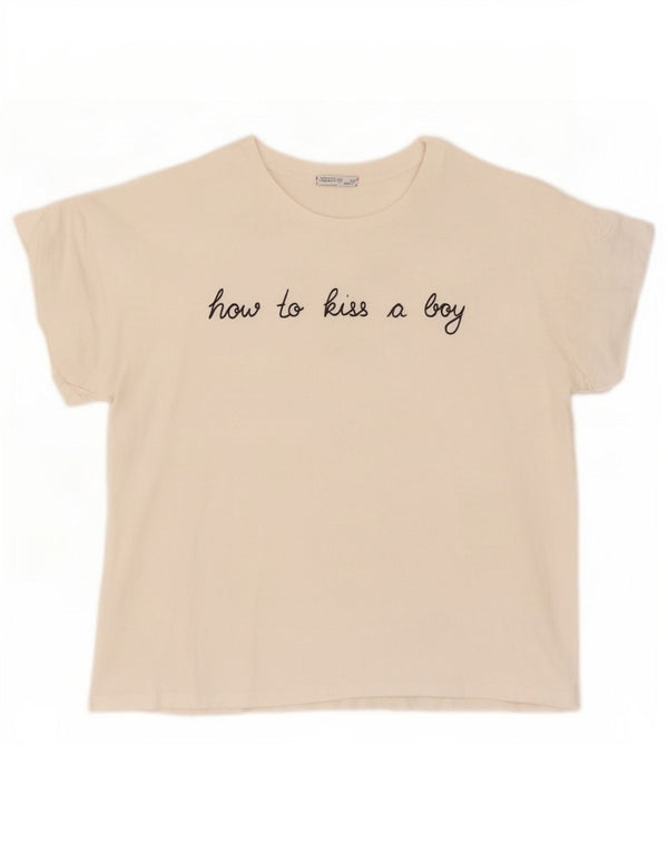 Zara Womens Oversized Graphic T-Shirt Top UK 10 Small White