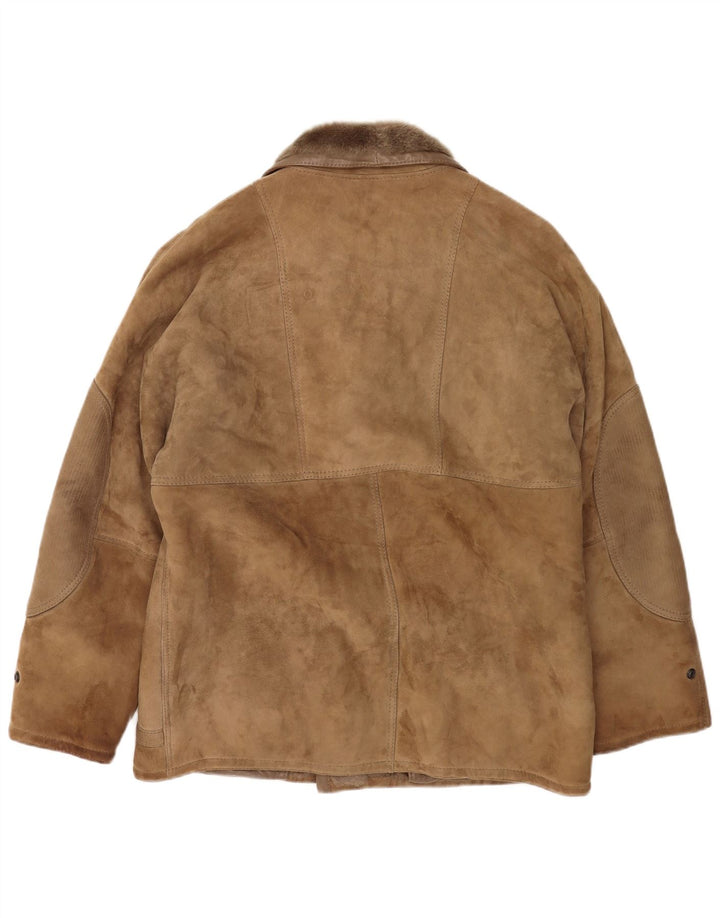 Винтажная мужская дубленка IT 52 XL Бежевая
