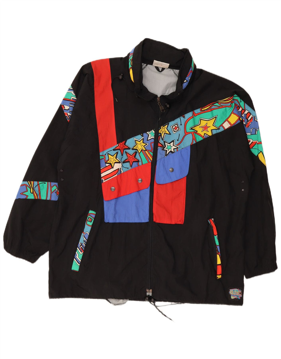 Мужская ветровка KILLTEC UK 42 XL, черный полиамид с цветными блоками