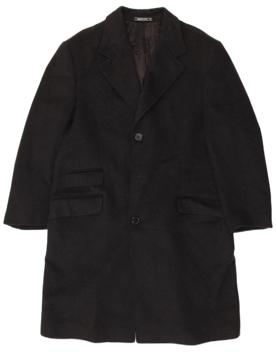 ВИНТАЖНОЕ Мужское Пальто Честерфилд IT 54 2XL Черное Шерсть