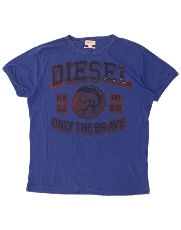 Мужская футболка обычного кроя с рисунком Diesel Top XL, синяя