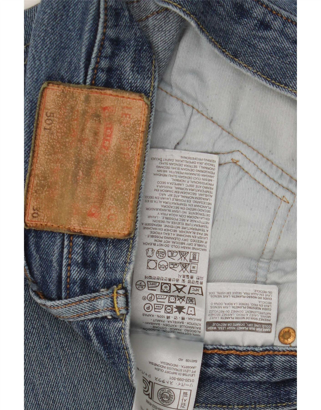 Мужские прямые джинсы Levi's 501 W30 L30 синие, хлопок
