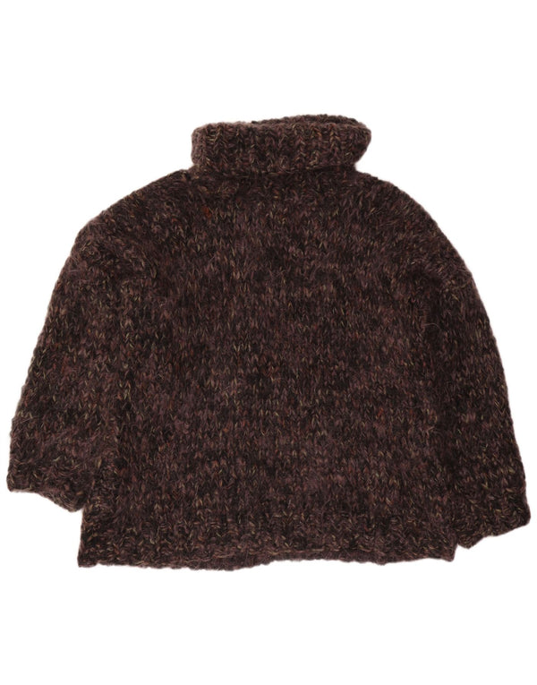 ВИНТАЖНЫЙ женский свободный джемпер с высоким воротником, Великобритания, 22, 3XL, коричневый в крапинку