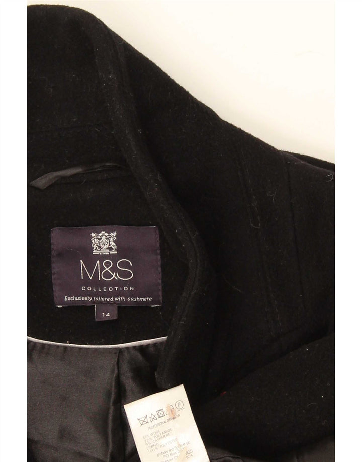 Женское пальто Marks & Spencer UK 14, большое, черное, шерстяное