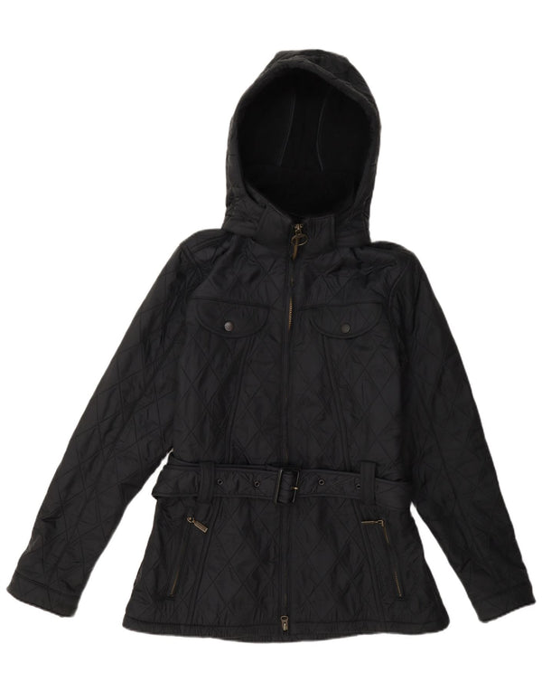 Женская стеганая куртка с капюшоном Barbour UK 12, полиамид среднего серого цвета