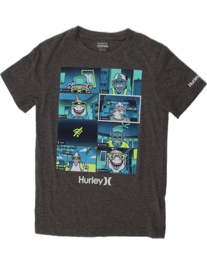 HURLEY Boys Graphic T-Shirt Top 10-11 Years Medium  Grey Cotton Vintage Hurley and Second-Hand Hurley from Messina Hembry 