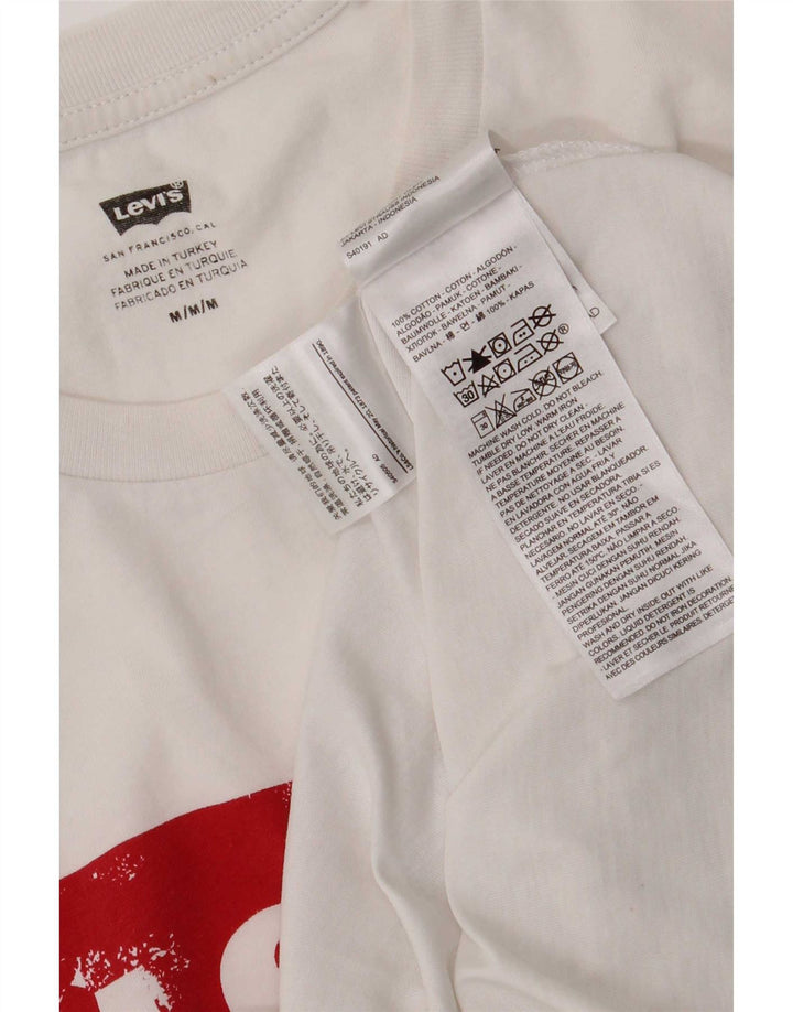 Мужская футболка с рисунком Levi's, топ среднего размера, белый хлопок, хлопок