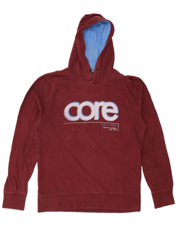 Мужской джемпер с капюшоном Jack & Jones с рисунком, бордовый хлопок, XL