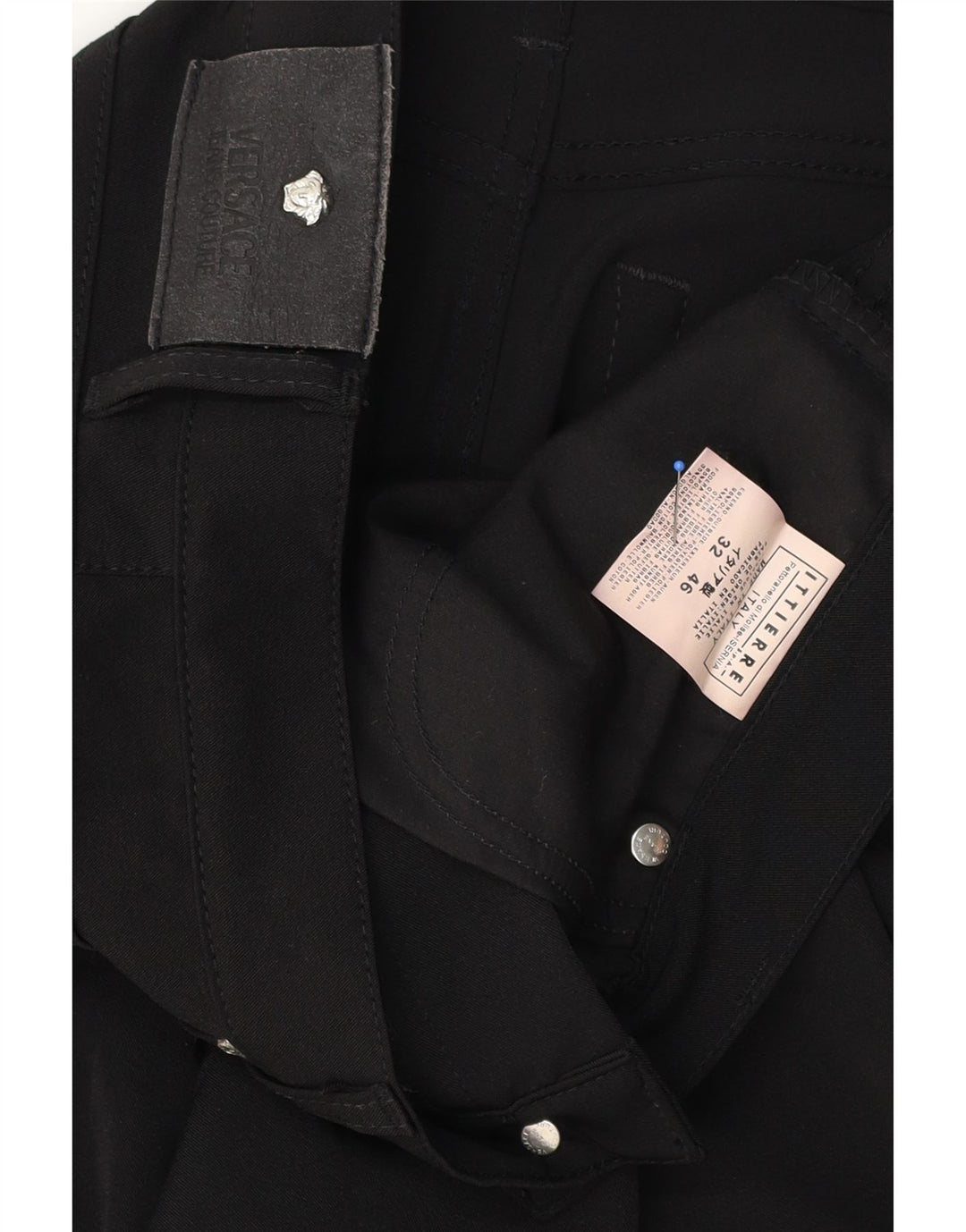 Мужские прямые повседневные брюки VERSACE IT 46 Small W32 L30, черный полиэстер