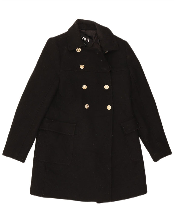 Женское двубортное пальто Zara UK 6 XS, черное, шерсть