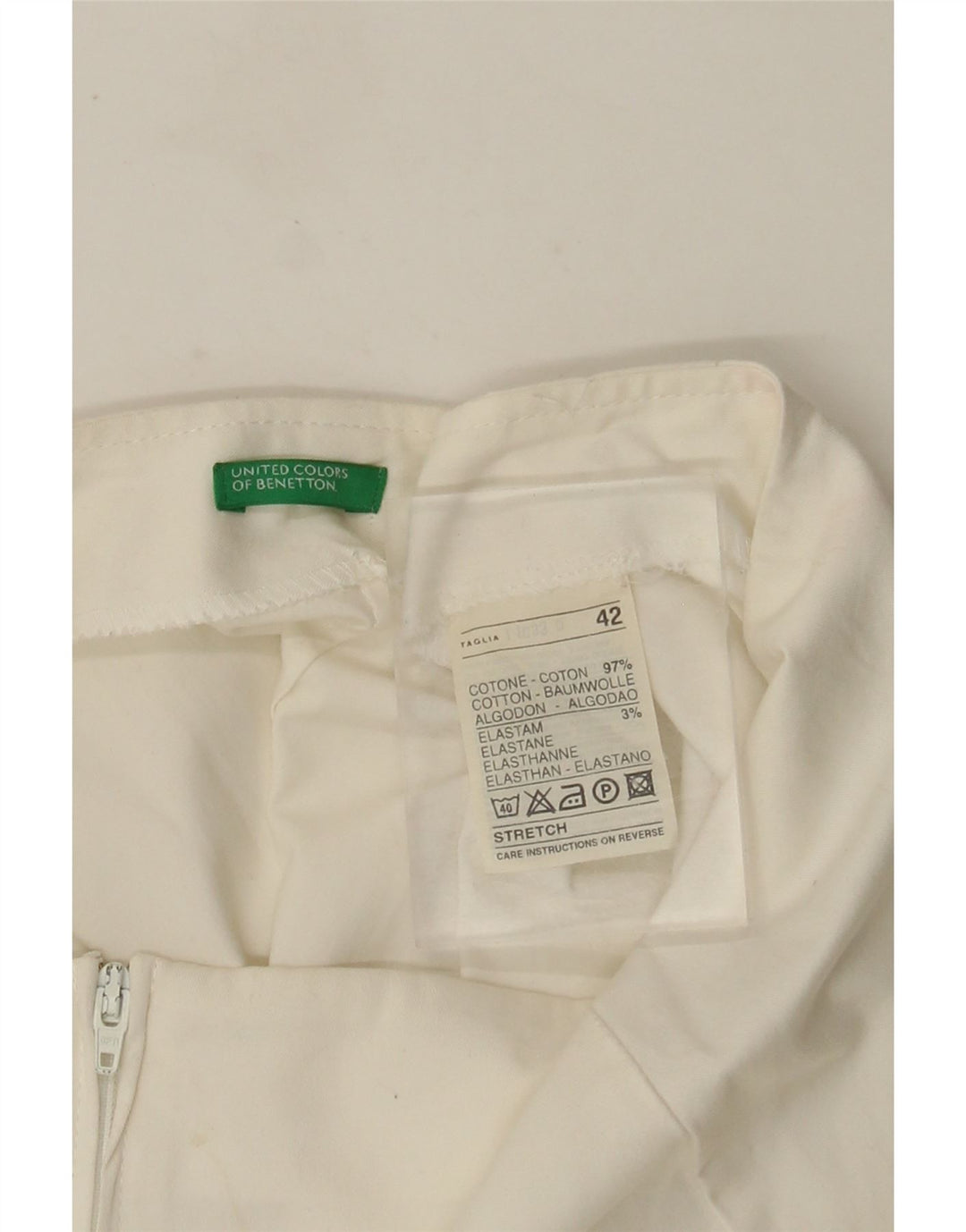Benetton Женская юбка-трапеция IT 42 Medium W28 Белый хлопок