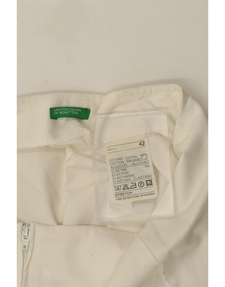 Benetton Женская юбка-трапеция IT 42 Medium W28 Белый хлопок
