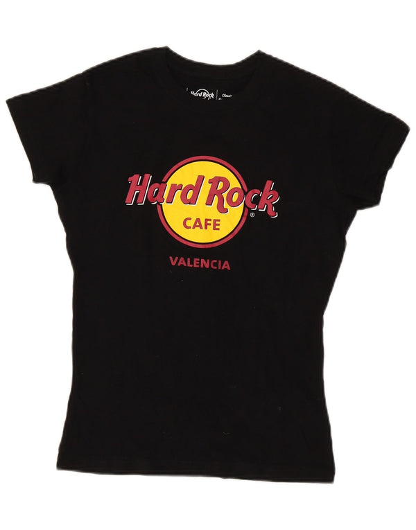 Женская футболка с рисунком Hard Rock Cafe Valencia Top UK 6 XS, черный хлопок