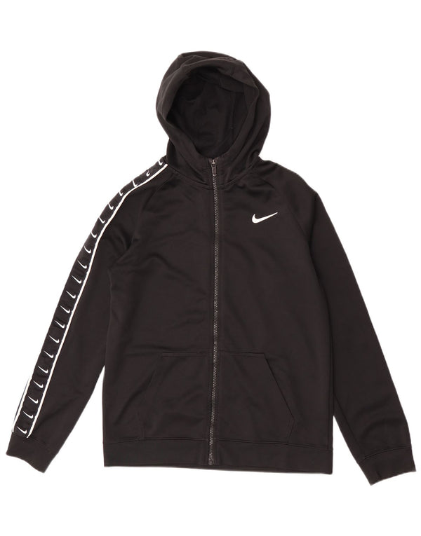 Свитер с капюшоном и молнией с графическим рисунком для мальчиков Nike, 13–14 лет, размер XL, черный полиэстер, спортивный