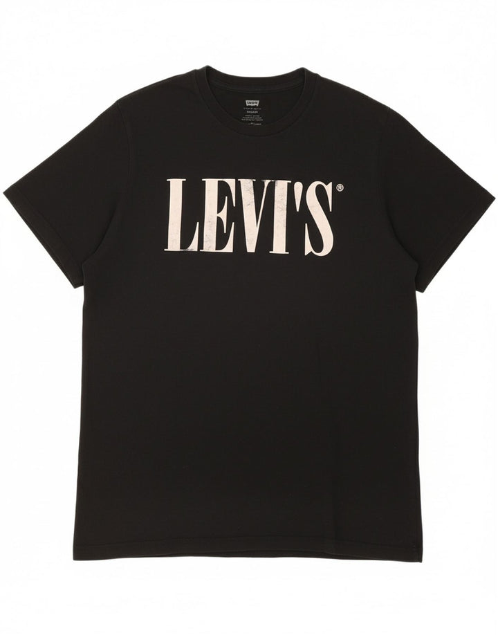 LEVI'S Mens Relaxed Graphic T-Shirt Top Medium Black Cotton