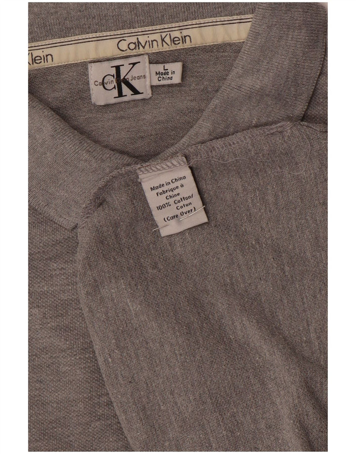 Мужская рубашка-поло Calvin Klein, большая серая хлопковая ткань