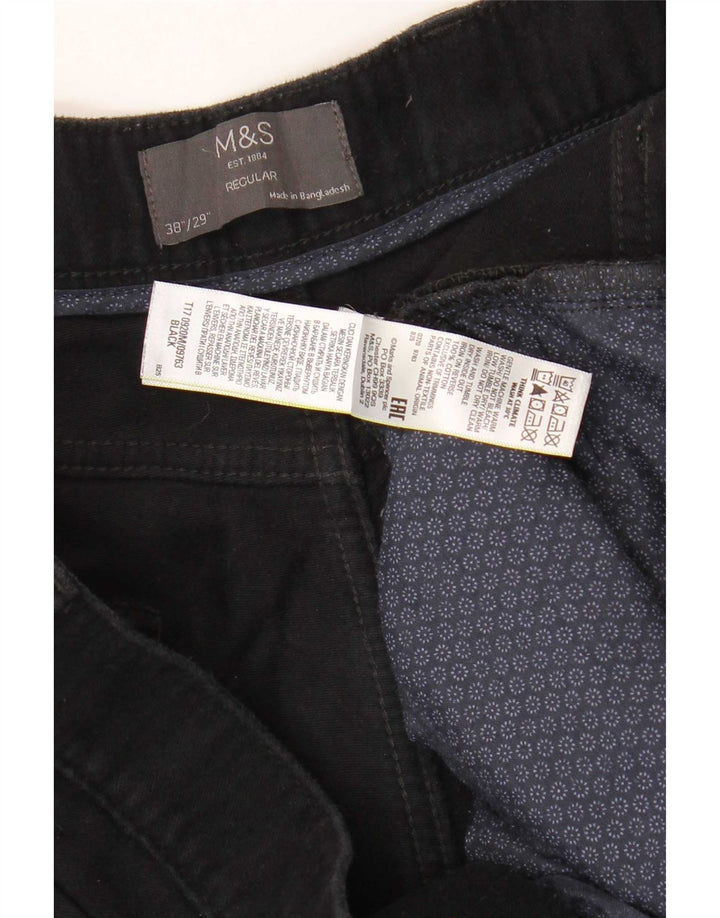 Мужские повседневные брюки стандартного кроя Marks & Spencer W38 L29, черный хлопок