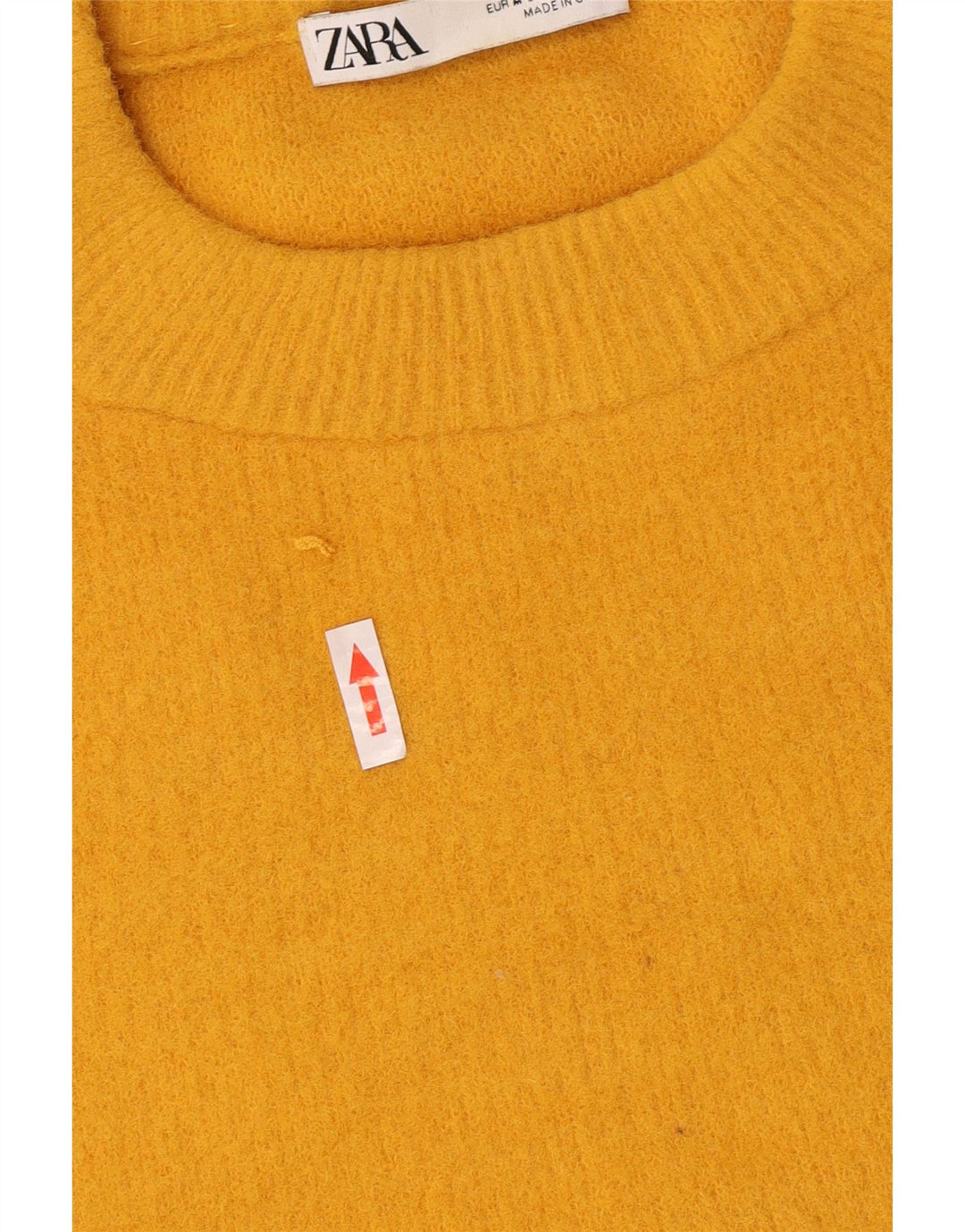 Женский джемпер с круглым вырезом Zara UK 14, нейлон среднего желтого цвета