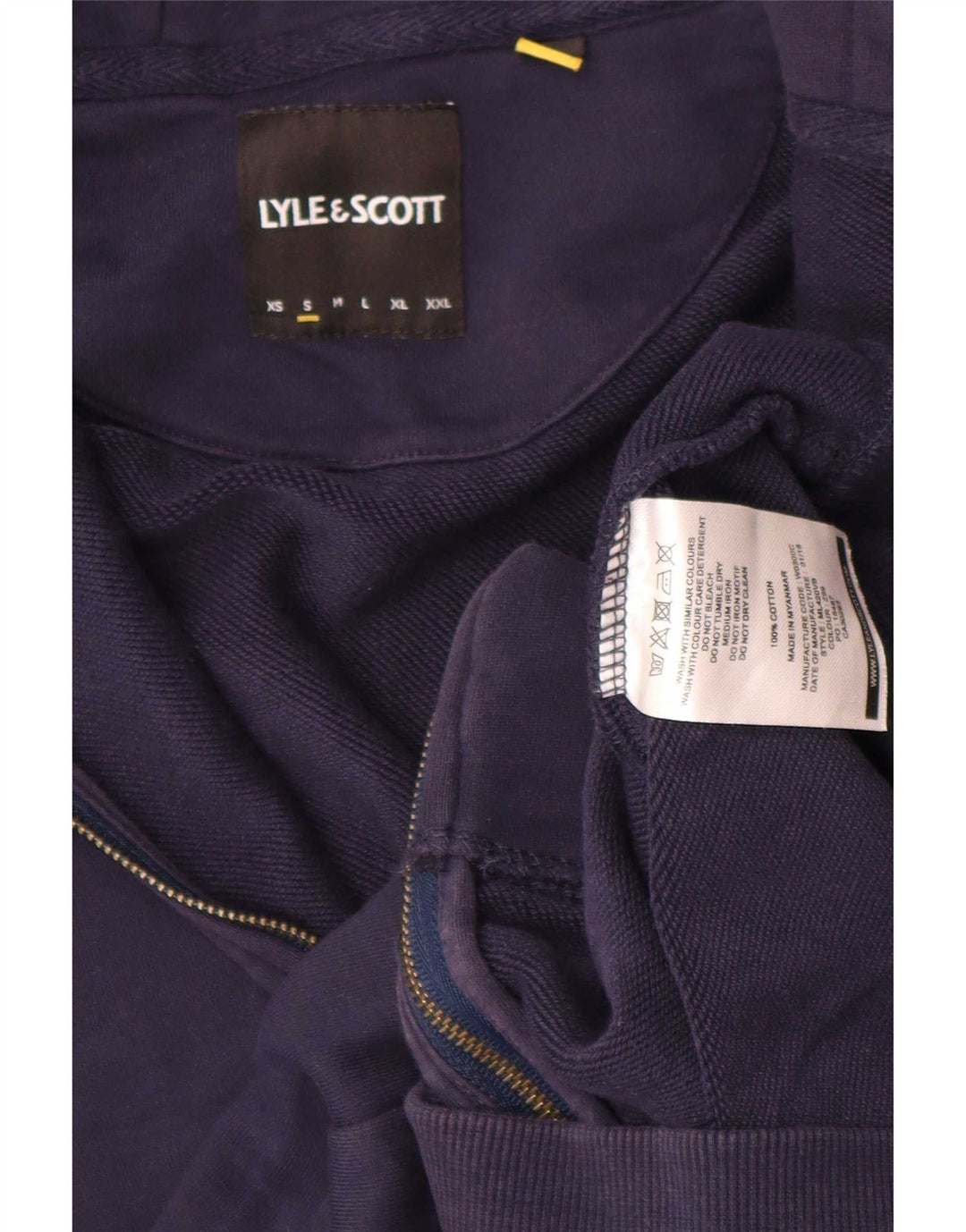 Мужской свитер с капюшоном на молнии Lyle & Scott, маленький темно-синий, хлопковый