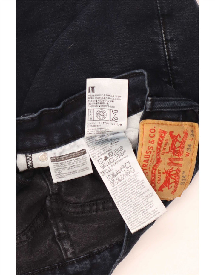Мужские прямые джинсы Levi's 514 W34 L34 темно-синие, хлопок