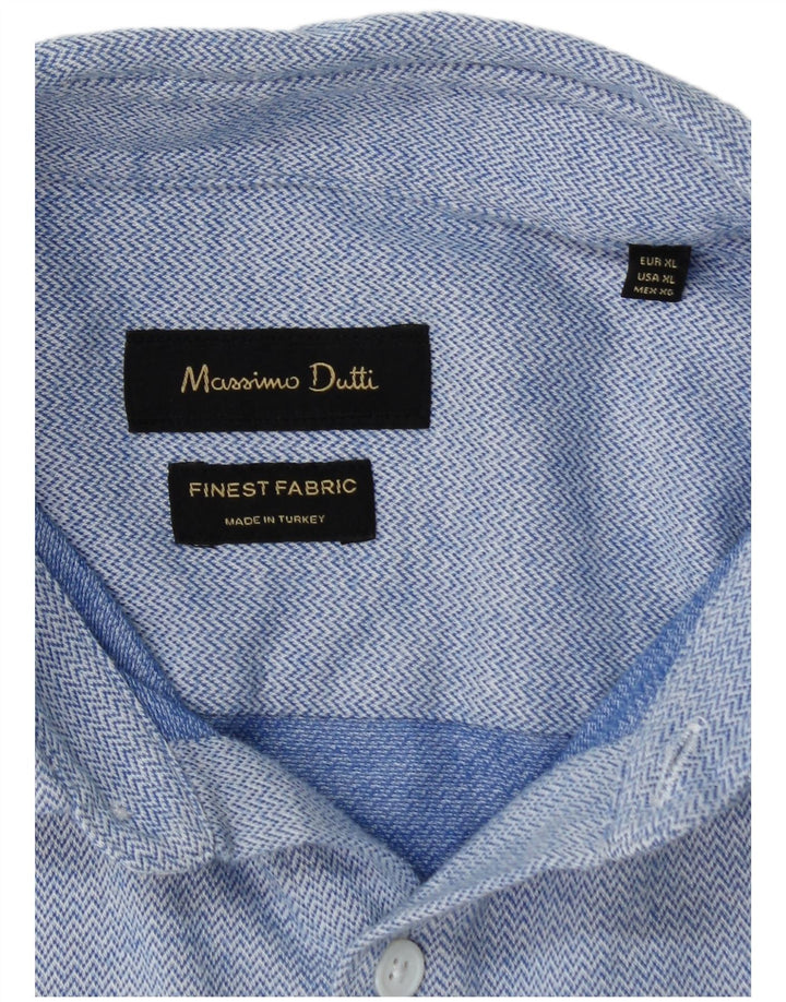 Мужская рубашка MASSIMO DUTTI XL, синяя шеврон, хлопок