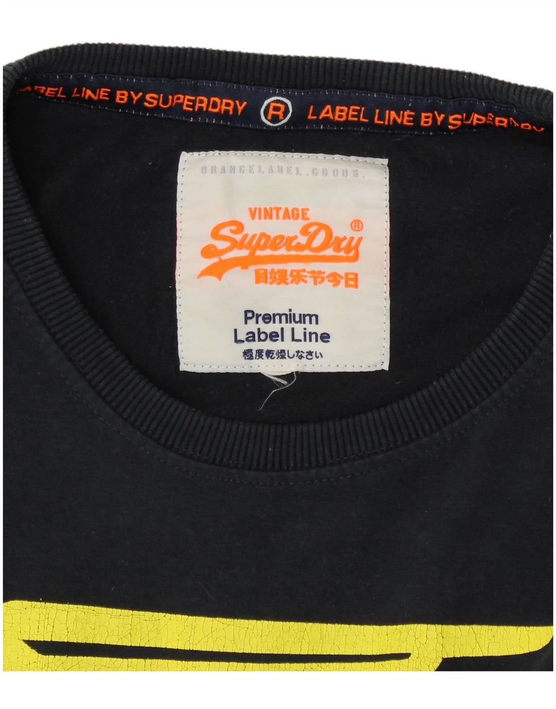 SUPERDRY Мужская футболка с рисунком Топ среднего размера, темно-синий, хлопок