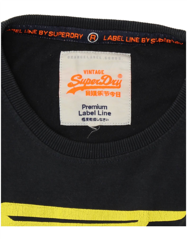 SUPERDRY Мужская футболка с рисунком Топ среднего размера, темно-синий, хлопок