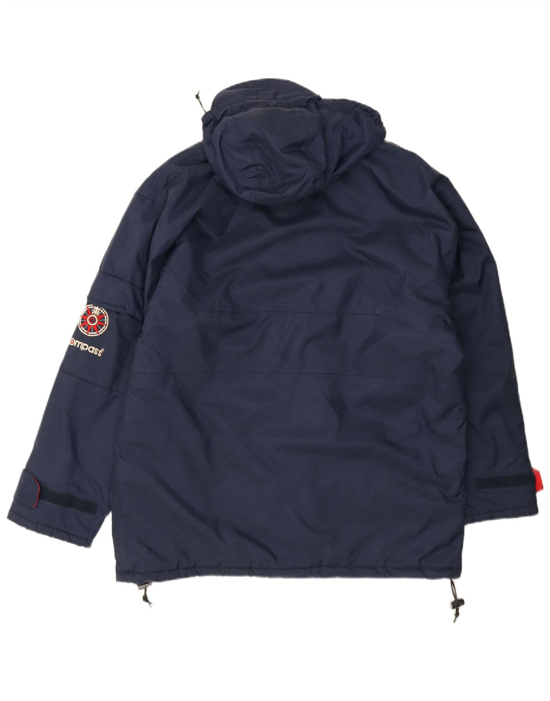 VINTAGE Mens Graphic Hooded Windbreaker Jacket UK 38 Medium Navy Blue