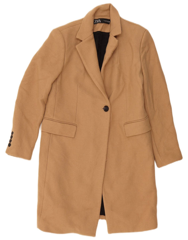 Женское пальто Zara UK 12, средний цвет, бежевый, шерсть