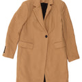 Женское пальто Zara UK 12, средний цвет, бежевый, шерсть